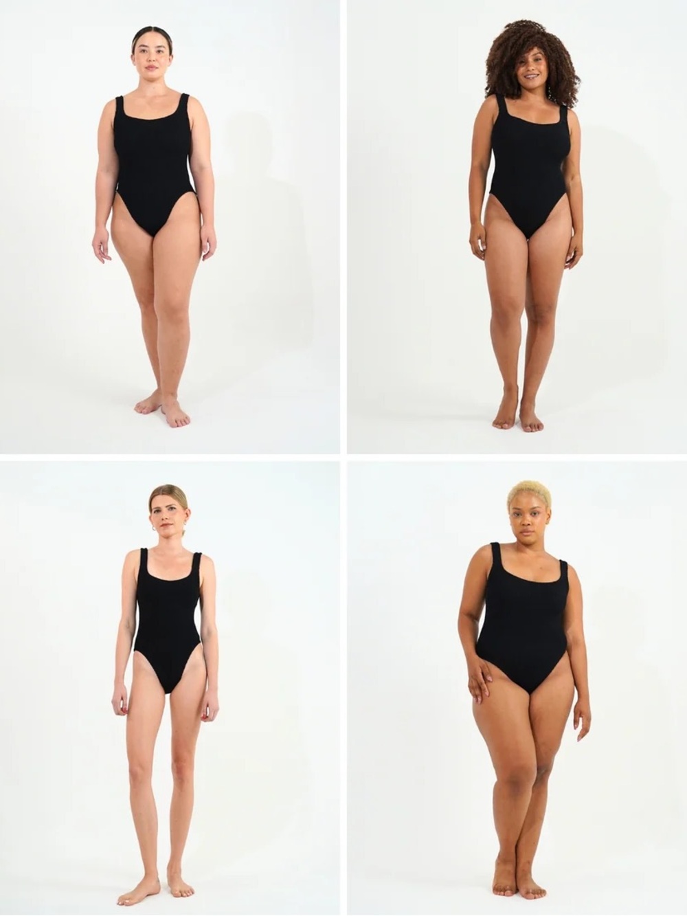 Maris & Sol Classic Scoop Neck Crinkle Fabric One-Piece Swimsuit - Black